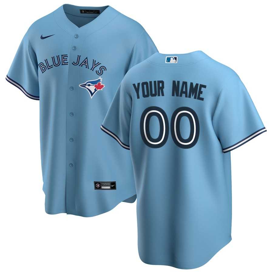 Men%27s Toronto Blue Jays Nike Alternate 2020 Replica Custom Light Blue Jersey